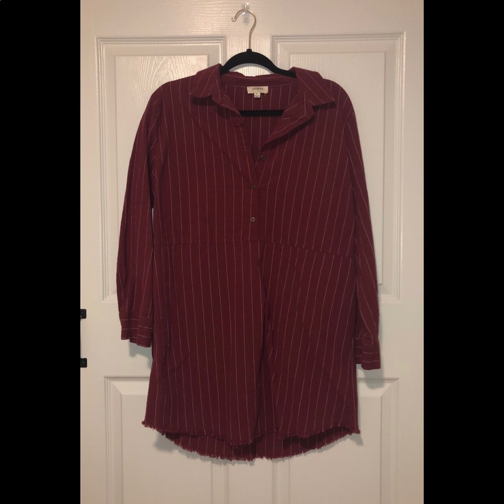 Long sleeve maroon dress